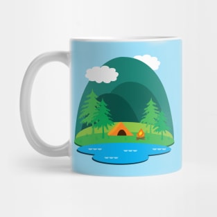 Camping Adventure Vector Landscape Mug